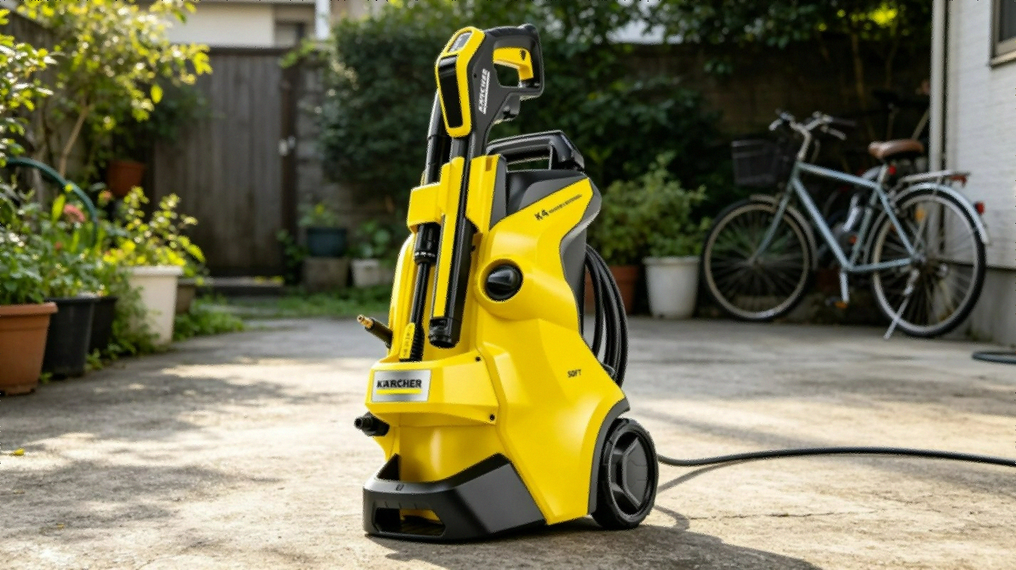 Karcher K4 Power Control 1900 PSI electric pressure washer in use cleaning car