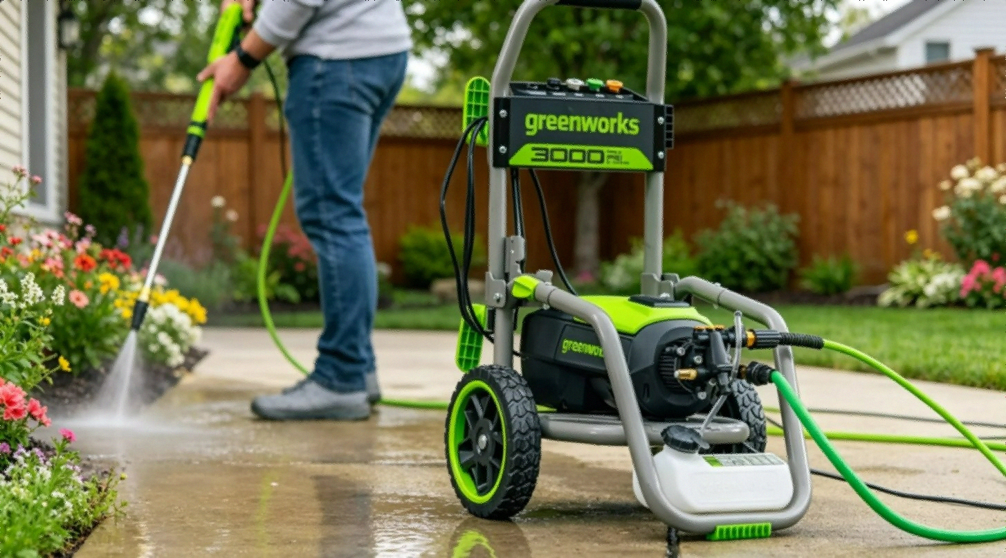 Greenworks 3000 PSI Brushless Electric Pressure Washer with nozzle kit