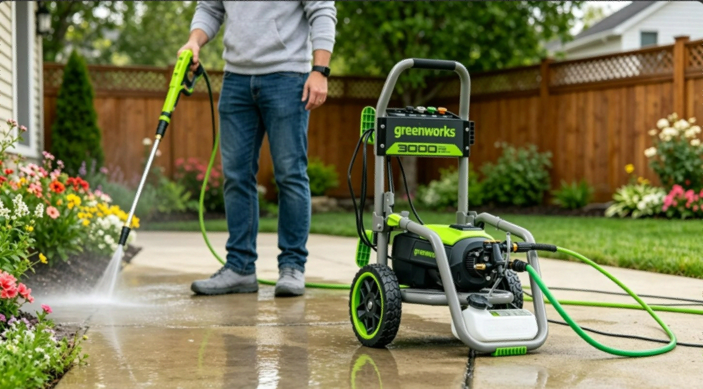 Greenworks 3000 PSI Brushless Electric Pressure Washer with nozzle kit